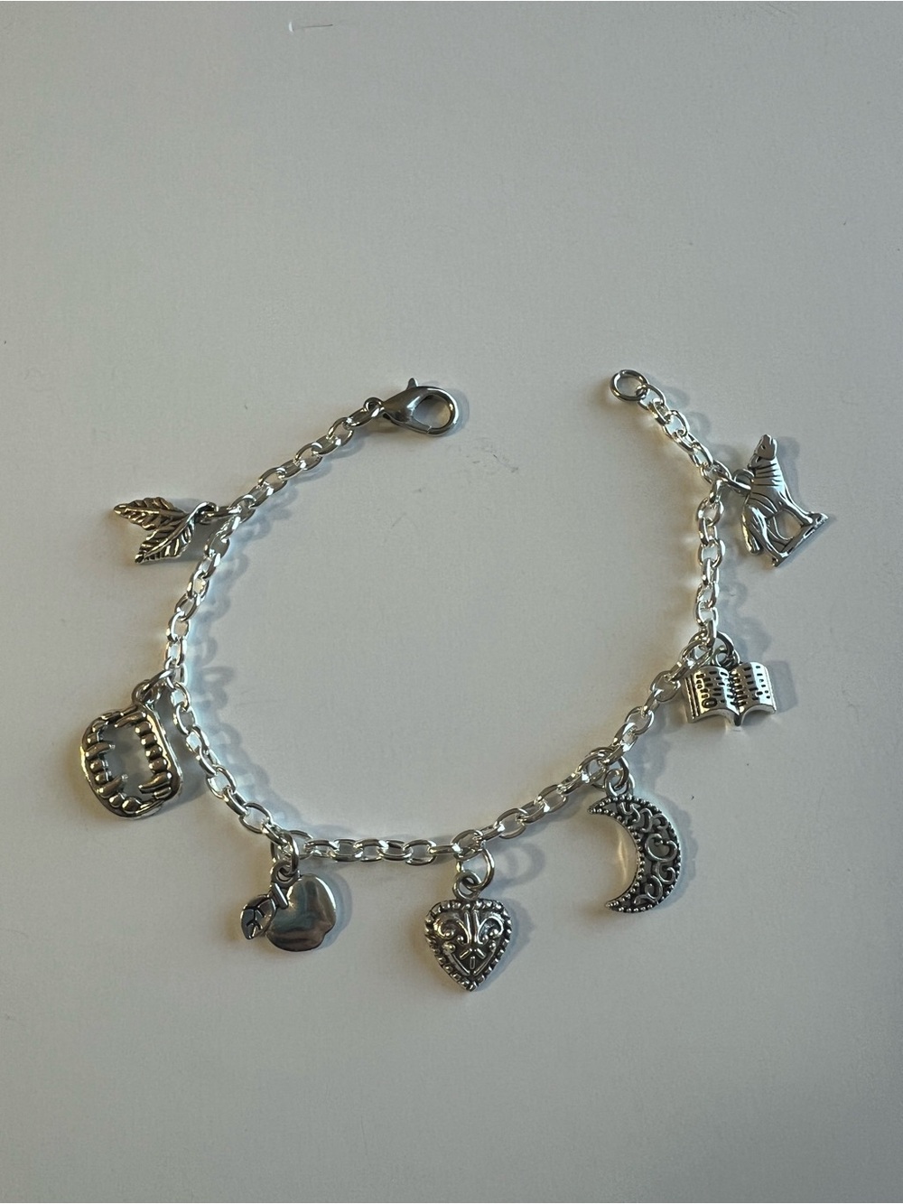 Twilight inspired Handmade Silver Charm Bracelet -paranormal reader jewelry goth